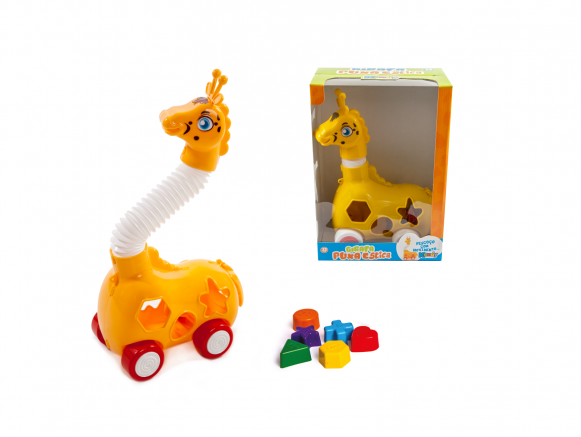 BRINQUEDO EDUCATIVO GIRAFA PUXA ESTICA 