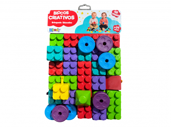 BRINQUEDO DE ENCAIXAR BLOCOS CRIATIVOS C/ 48 PEÇAS 